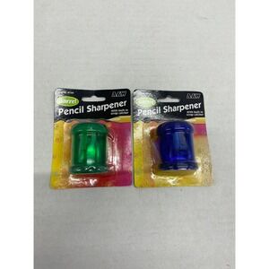 A&W Barrel Pencil Sharpener with Built in Scrap Catcher New Green Blue